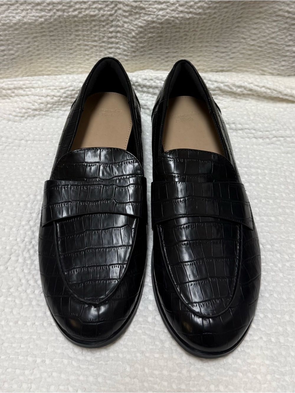 Abercrombie & Fitch | Vegan Croc Loafers | Black Faux Croc | Size = 9.5